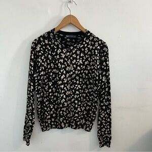 M&S Elegant Black and Cream Patterned Cardigan